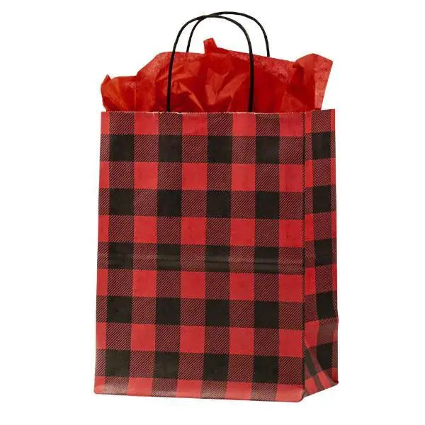 Buffalo Plaid Paper Shopping Bags - Mac Paper Supply