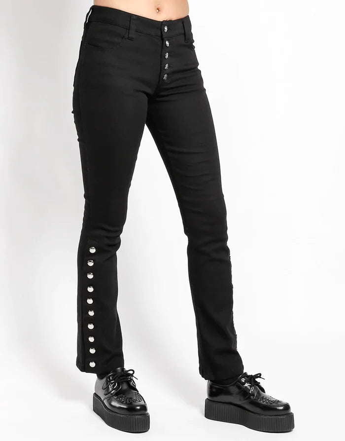 model showing side of jeans