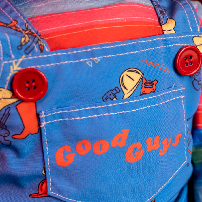 good guy overalls close up