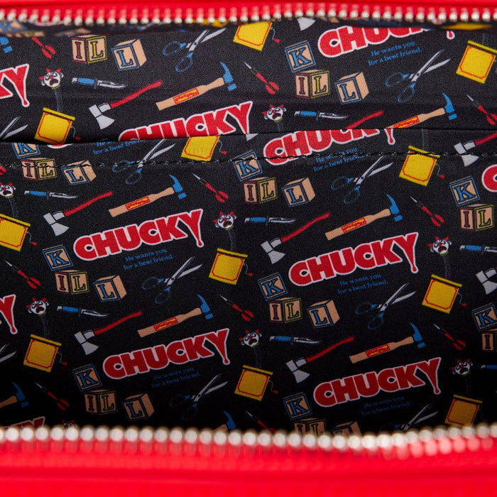 inside lining of bag on display