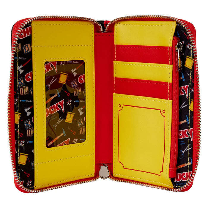 inside of wallet on display with white background