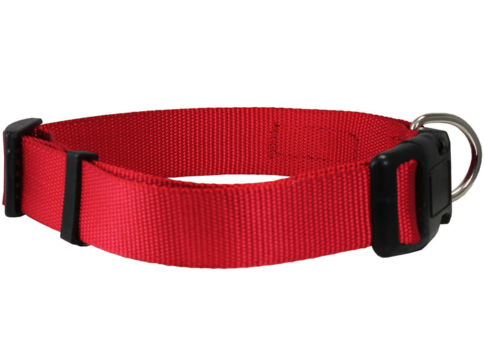 Classic Strong Solid Red Color Adjustable Quick Release Nylon Dog Collar Available in 3 sizes