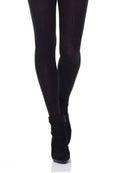 Collant Mérinos motif câble - Noir