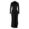 Collar Long Sleeve Knit Dress with Bow Detail – Knitted Dress for Fall & Winter
