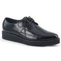 side view of real black leather pointed toe oxford creeper show with 1 1/4" platform