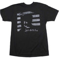black unisex the cure shirt with logo on top and let's go to bed single album cover art graphic on middle with text on the bottom that reads "let's go to bed"