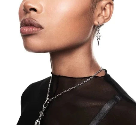 model wearing earring