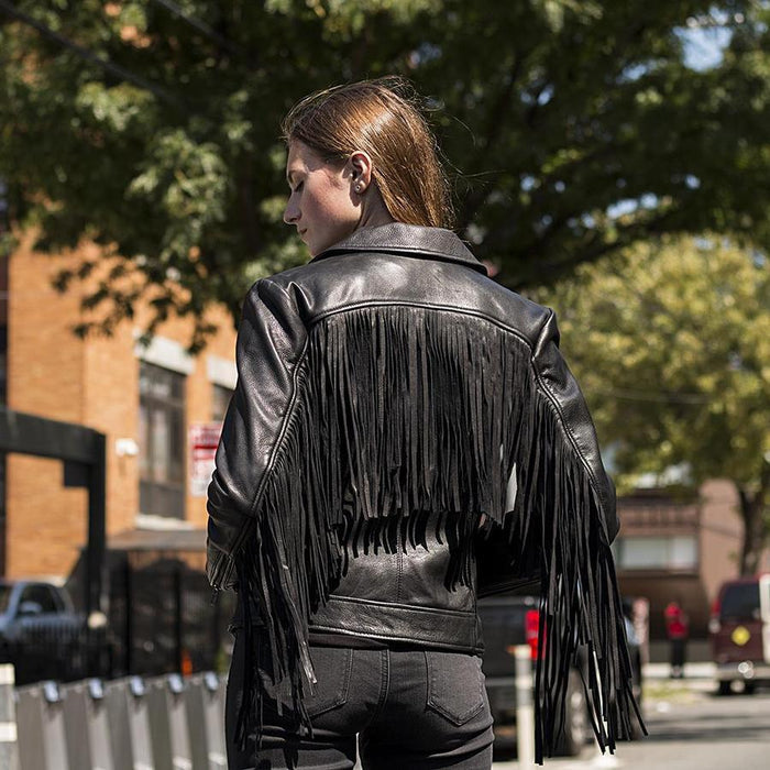 model showing back of jacket