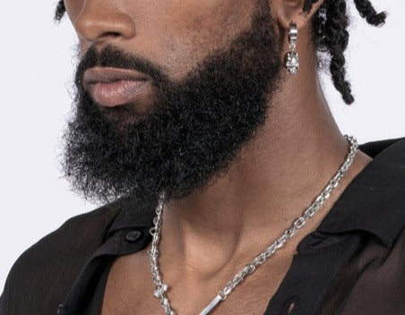 model wearing earring