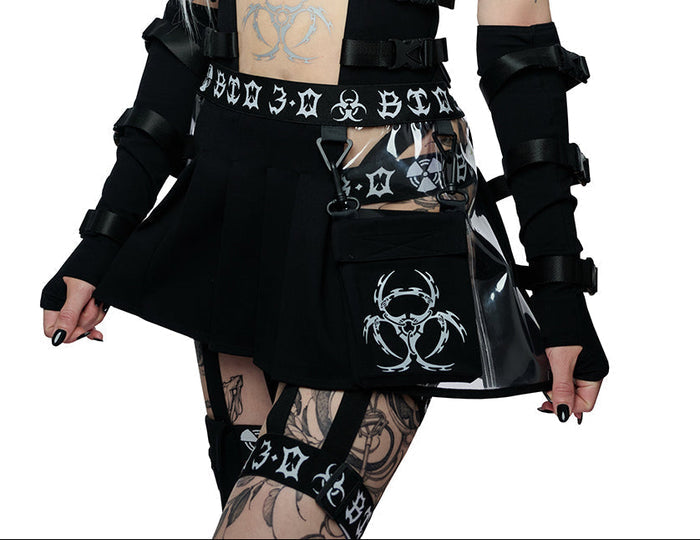 model showing front of skirt on white background