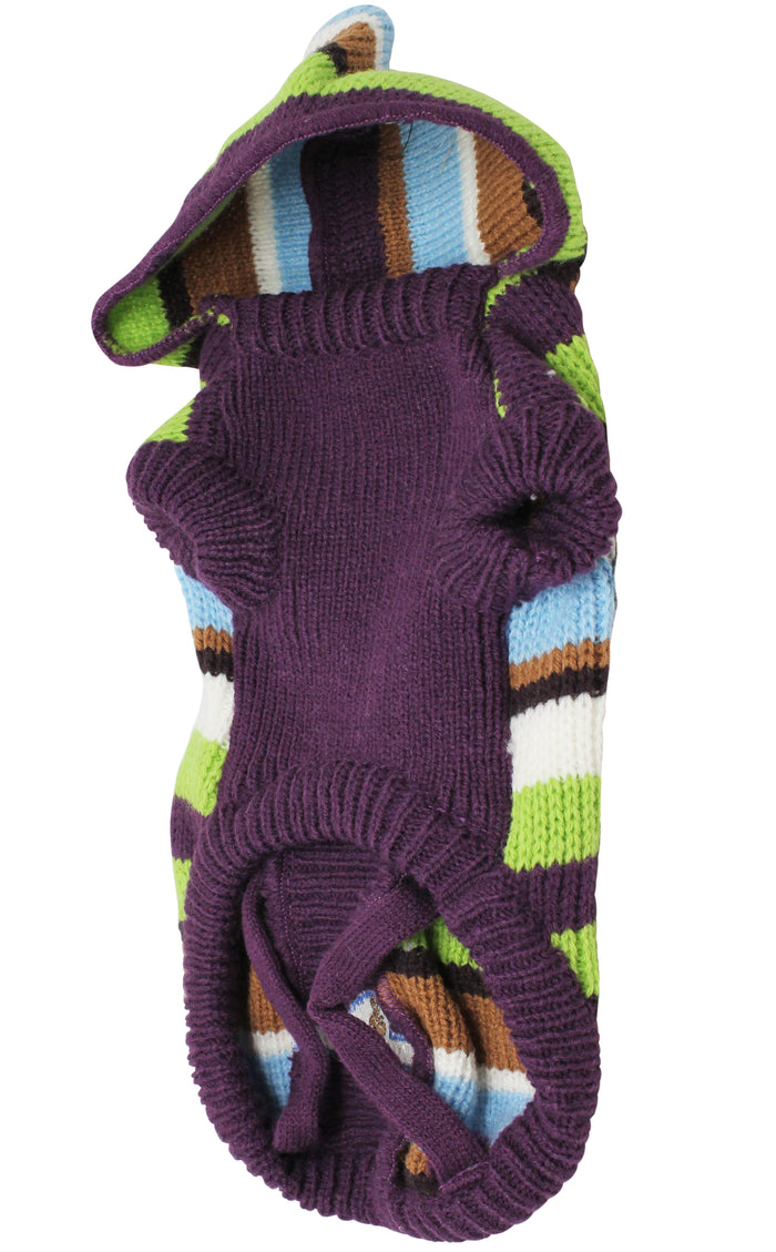 Dog Hoodie Sweater Knitted Pullover Warm Winter Clothing Colorful Stripes