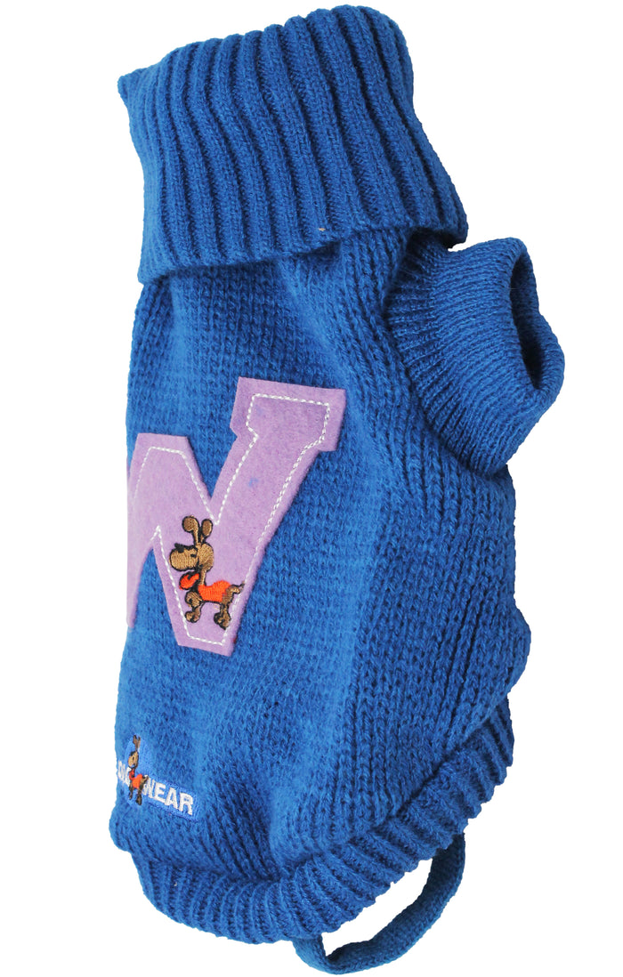 Dog Sweater Knitted Pullover Warm Winter Clothing Blue XSmall