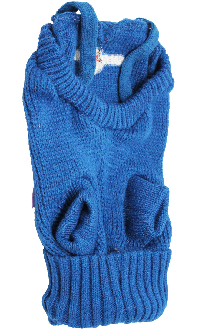 Dog Sweater Knitted Pullover Warm Winter Clothing Blue XSmall