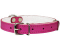 Dogs My Love Genuine Leather Felt Padded Dog Collar Pink