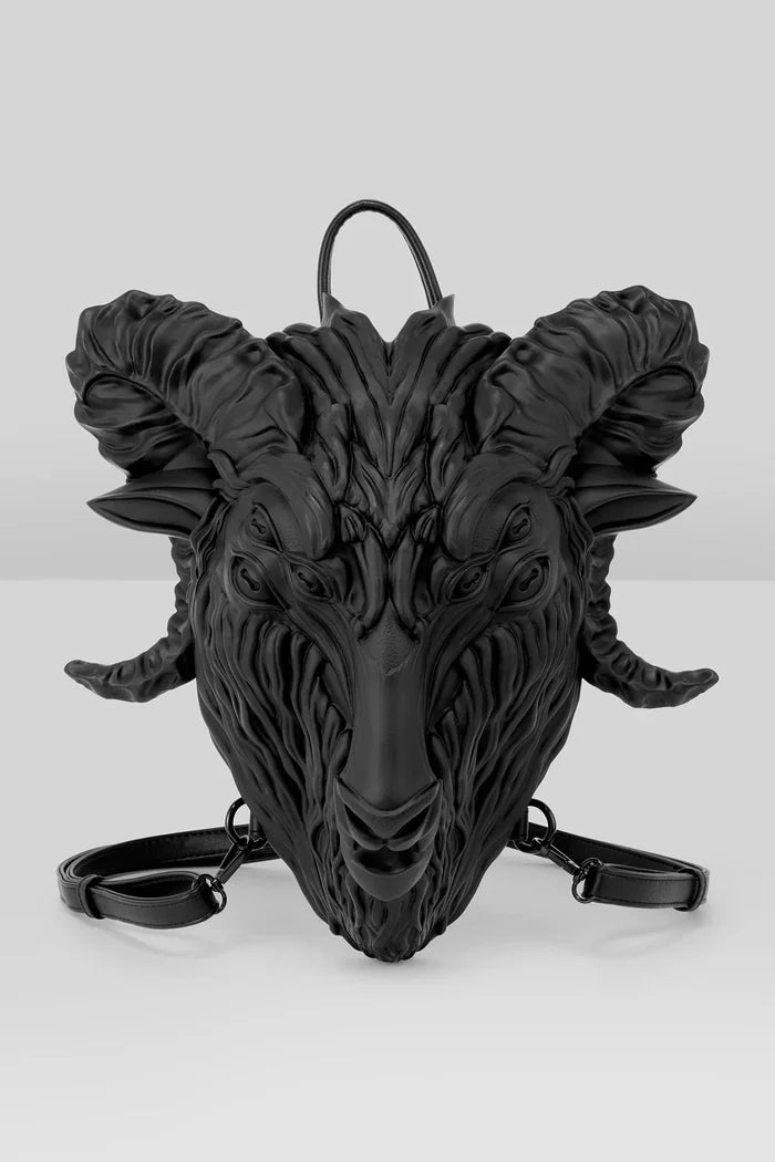 Black goat head backpack on a white background