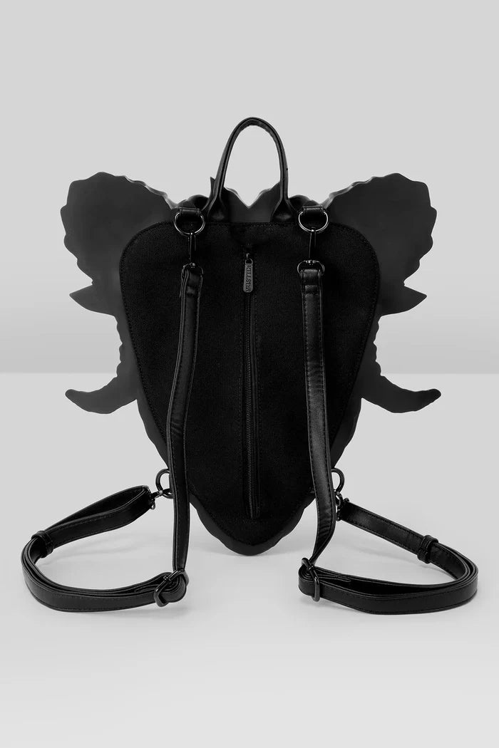 Black goat head shaped backpack on a white background