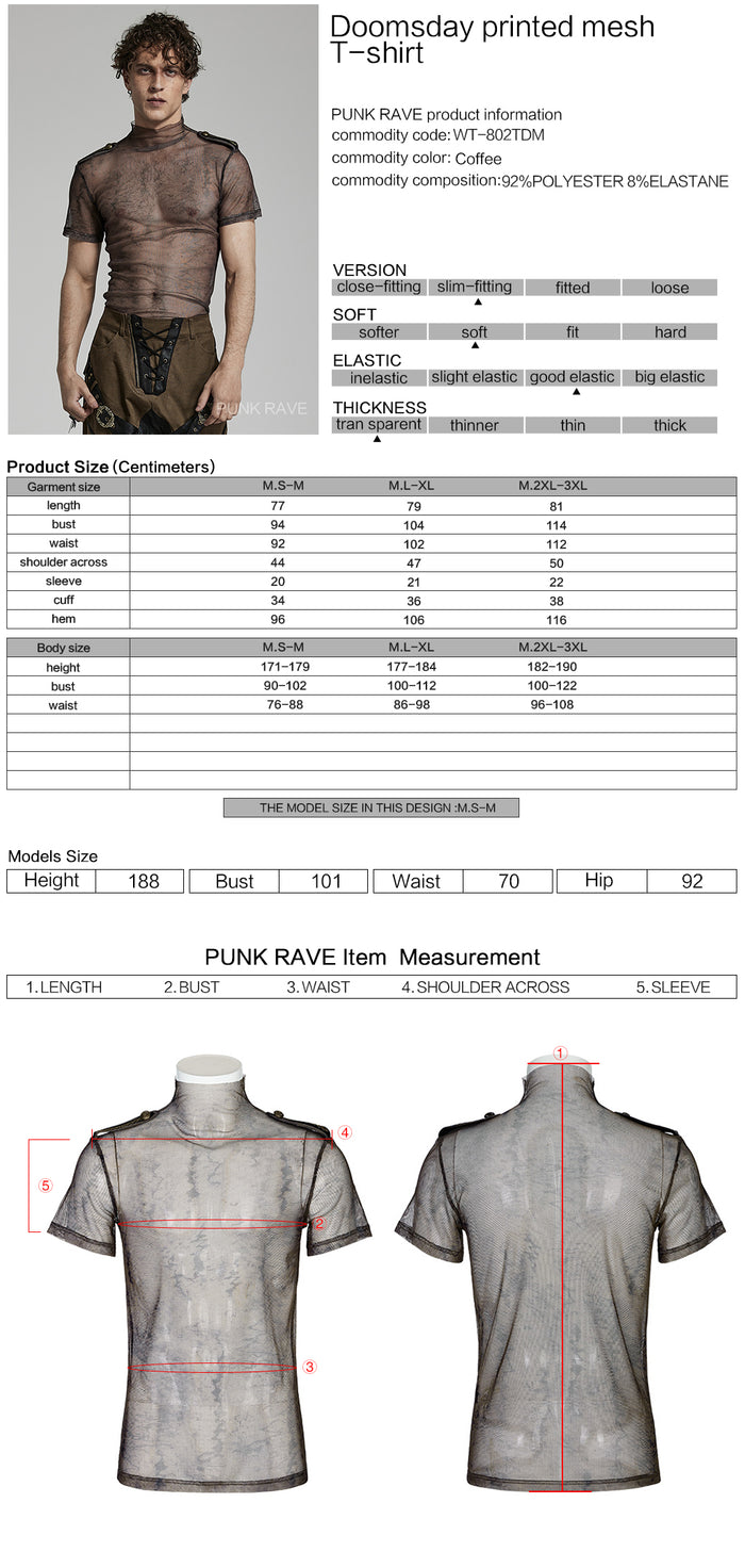 shirt details and size chart