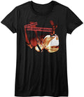duran duran shirt with red carpet massacre album cover art and text that reads "duran duran's red carpet massacre"