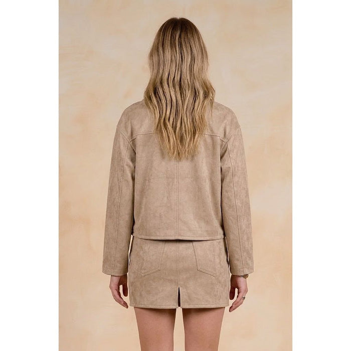 Elan 8 Jacket Collar Button Down in Sand