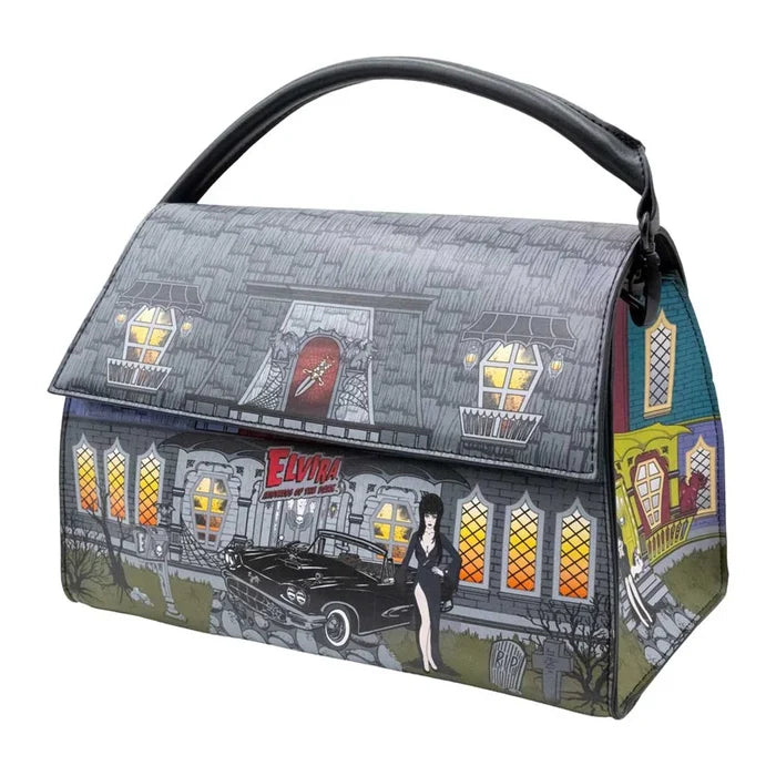 side of bag on display with white background