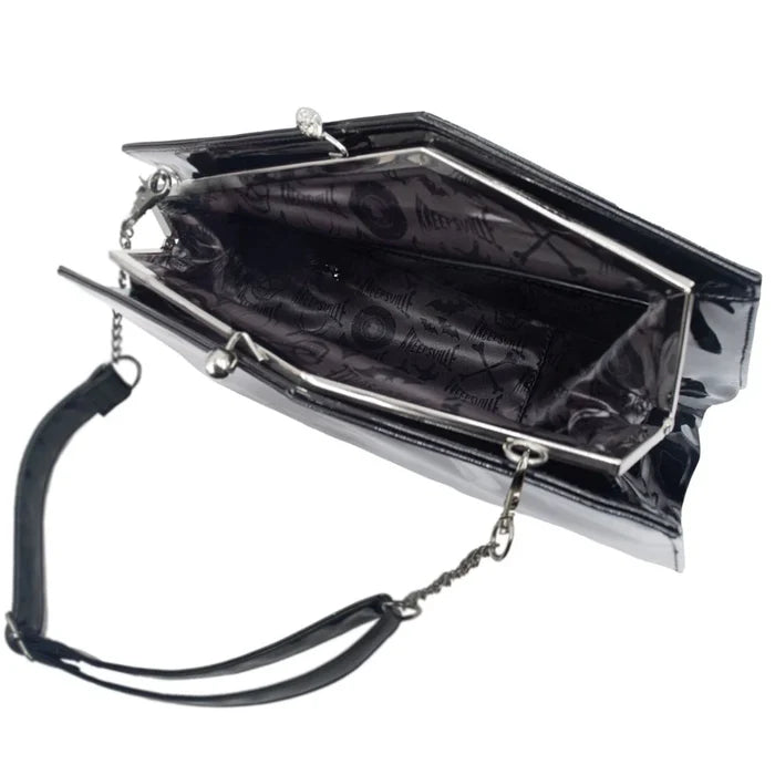 inside of bag on display with white background