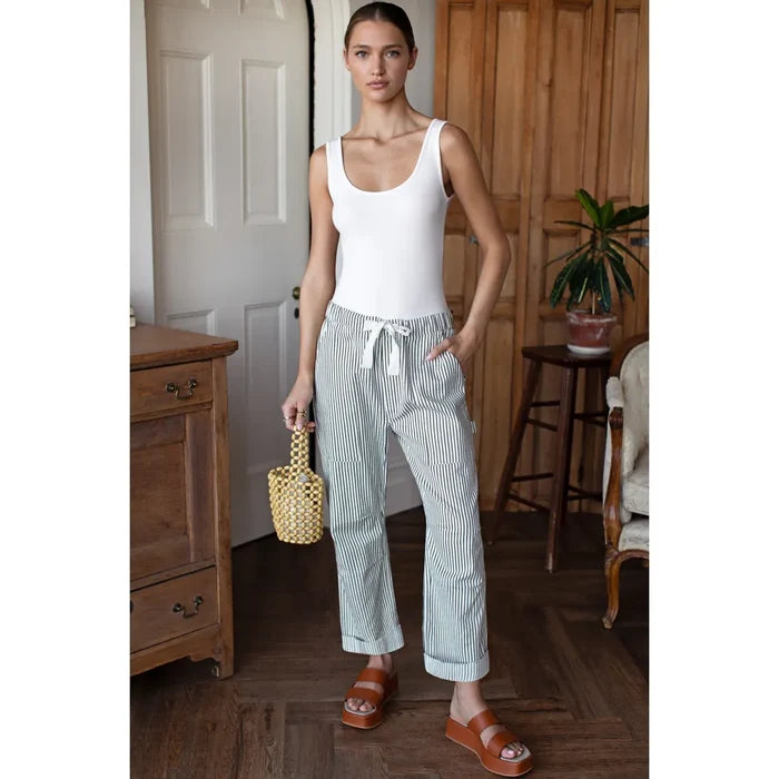 Emerson Fry Cargo Pant in Moss Stripe - Romantiques
