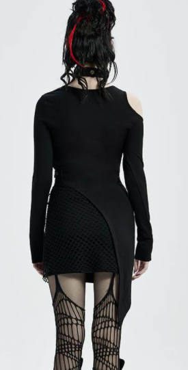 model showing back of dress