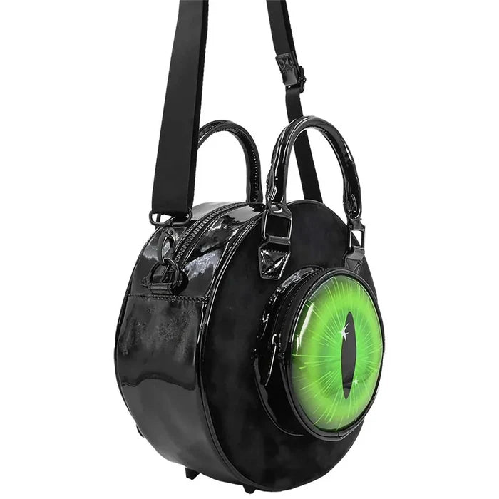 side of bag on display with white background