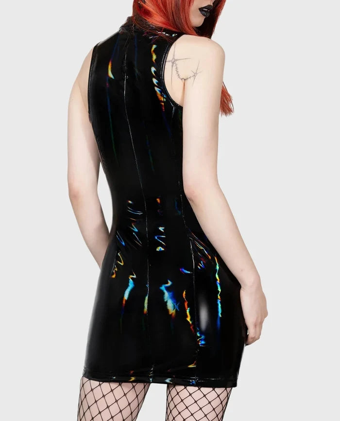 model showing back of dress