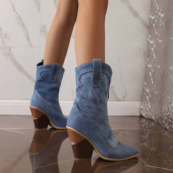 Stylish sd-hk fashion wedge boots for women in blue with a unique design and comfortable heel
