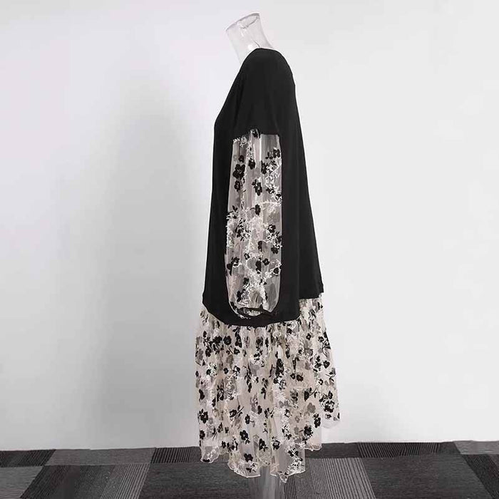 Floral Print V Neck Dress – Flowy Silhouette for Casual or Formal