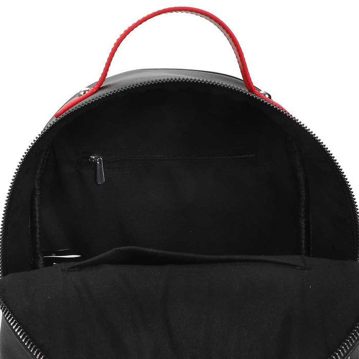 inside of backpack on display