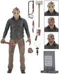 Based on Jason Voorhees from the 1984 film Friday the 13th: The Final Chapter. Figure comes with 2 masks, 2 interchangeable head sculpts, knife, corkscrew, tombstone, hacksaw, cleaver, machete and axe. Machete can slide into Jason's head.  Action figure is in a window friendly box perfect for collectors.