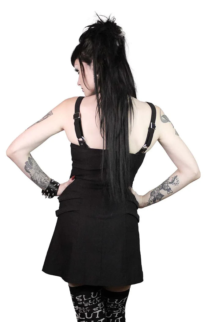 model showing back of dress