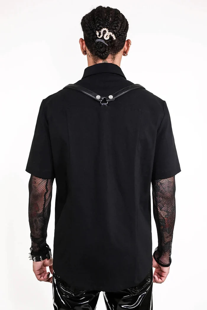 model showing back of shirt