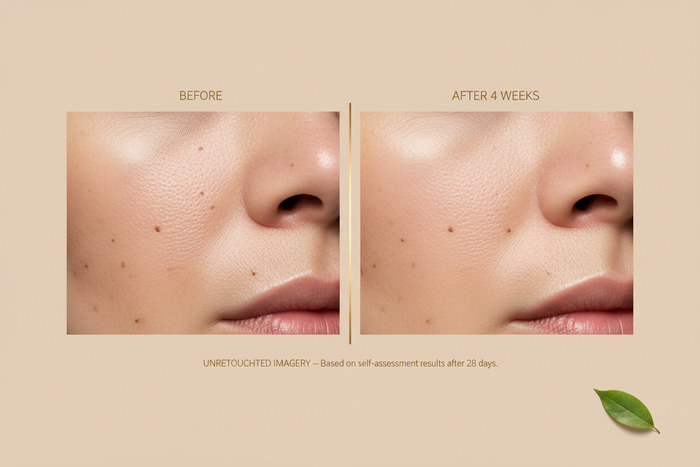 Enzyme Cleanser before and after - visibly refined pores and smoother skin after 28 days