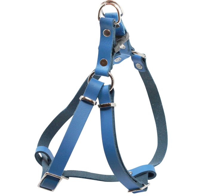 Genuine Leather Adjustable Step-in Dog Harness 2 Sizes Small XSmall [Blue]