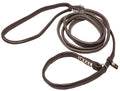 Genuine Rolled Leather Slip Dog Leash and Adjustable Choke Collar British Style Lead 6ft Long Brown