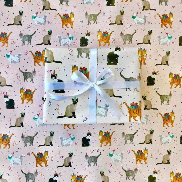 Gift Wrap - Festive Felines (Recycled Fiber) - Mac Paper Supply