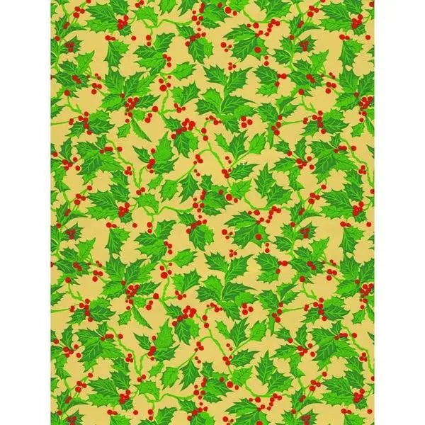 Gift Wrap - GW-0817 Christmas Holly - 24 X 417’ -