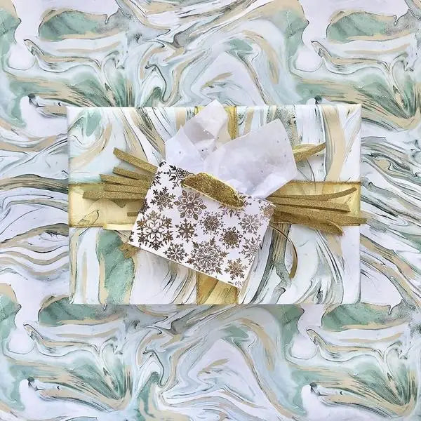 Gift Wrap - Marbelized Mint (Recycled Fiber) - Mac Paper Supply