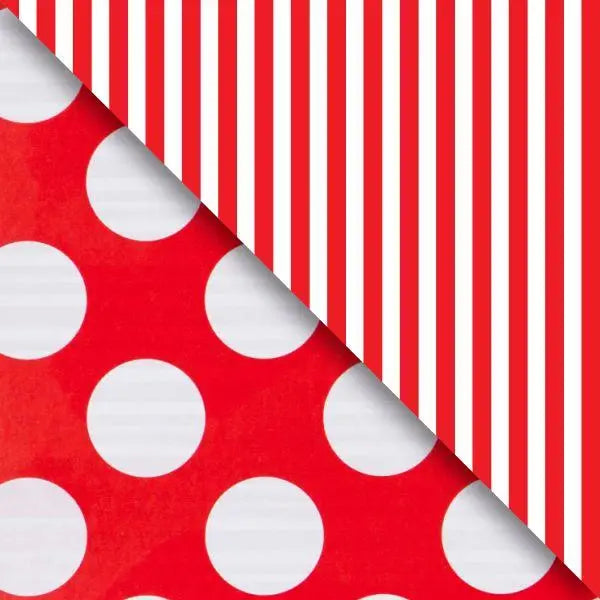 Gift Wrap - Red Dot & Stripe Matte (Recycled Fiber) - Mac Paper Supply
