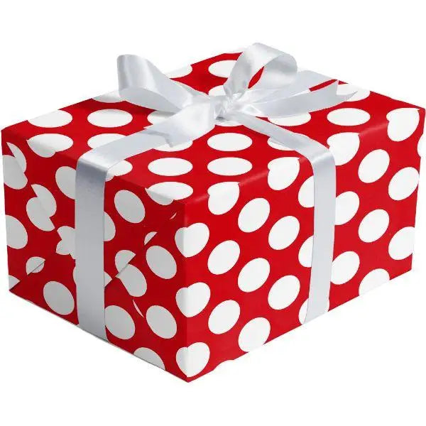 Gift Wrap - Red Dot & Stripe Matte (Recycled Fiber) - Mac Paper Supply