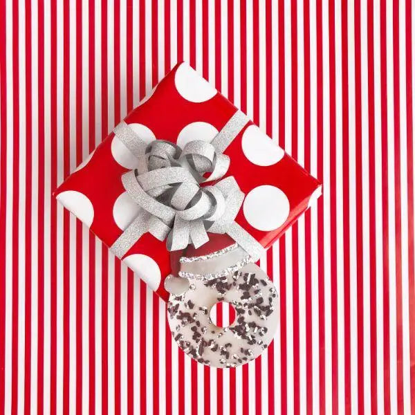Gift Wrap - Red Dot & Stripe Matte (Recycled Fiber) - Mac Paper Supply