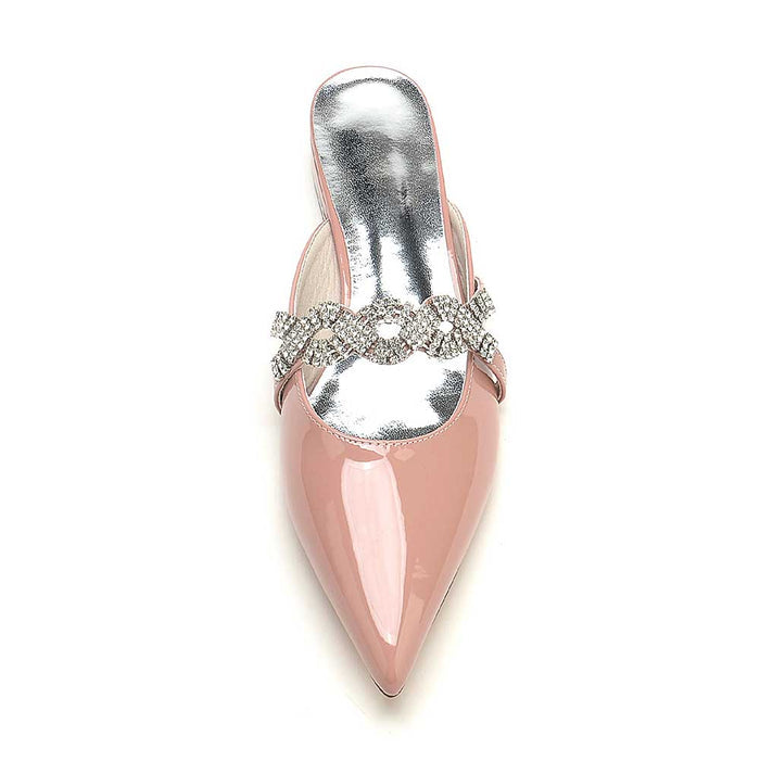 Glitter Crystal Embellished Patent Leather Mules – Glamorous Women’s Shoes