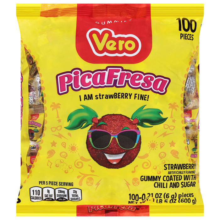 Gomitas de fresa Vero PicaFresa, 100 piezas de 0.21 oz