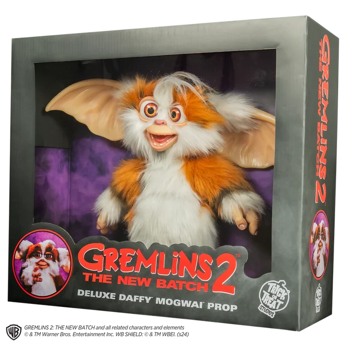 Boxed Gremlins 2 Daffy Mogwai prop with character illustration on a white background