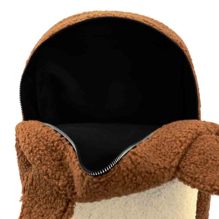 inside of backpack on display