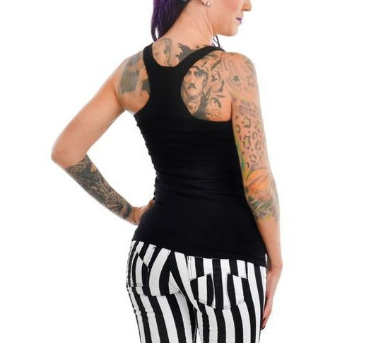 backside of tank top, plain black