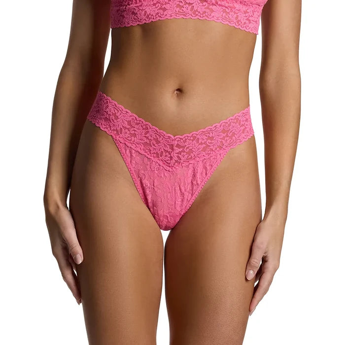 Hanky Panky Signature Lace Original Rise Thong in Amused Pink - Romantiques